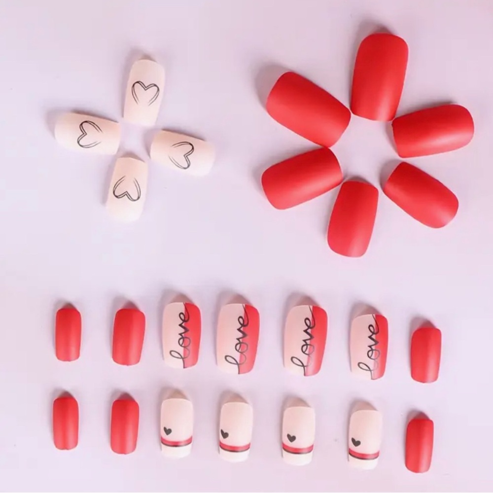 🍒🍒 Red and White Love Nails